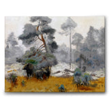 Moose Family Entering a Clearing - Canvas