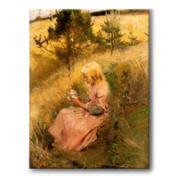 Girl Picking Flowers - Canvas