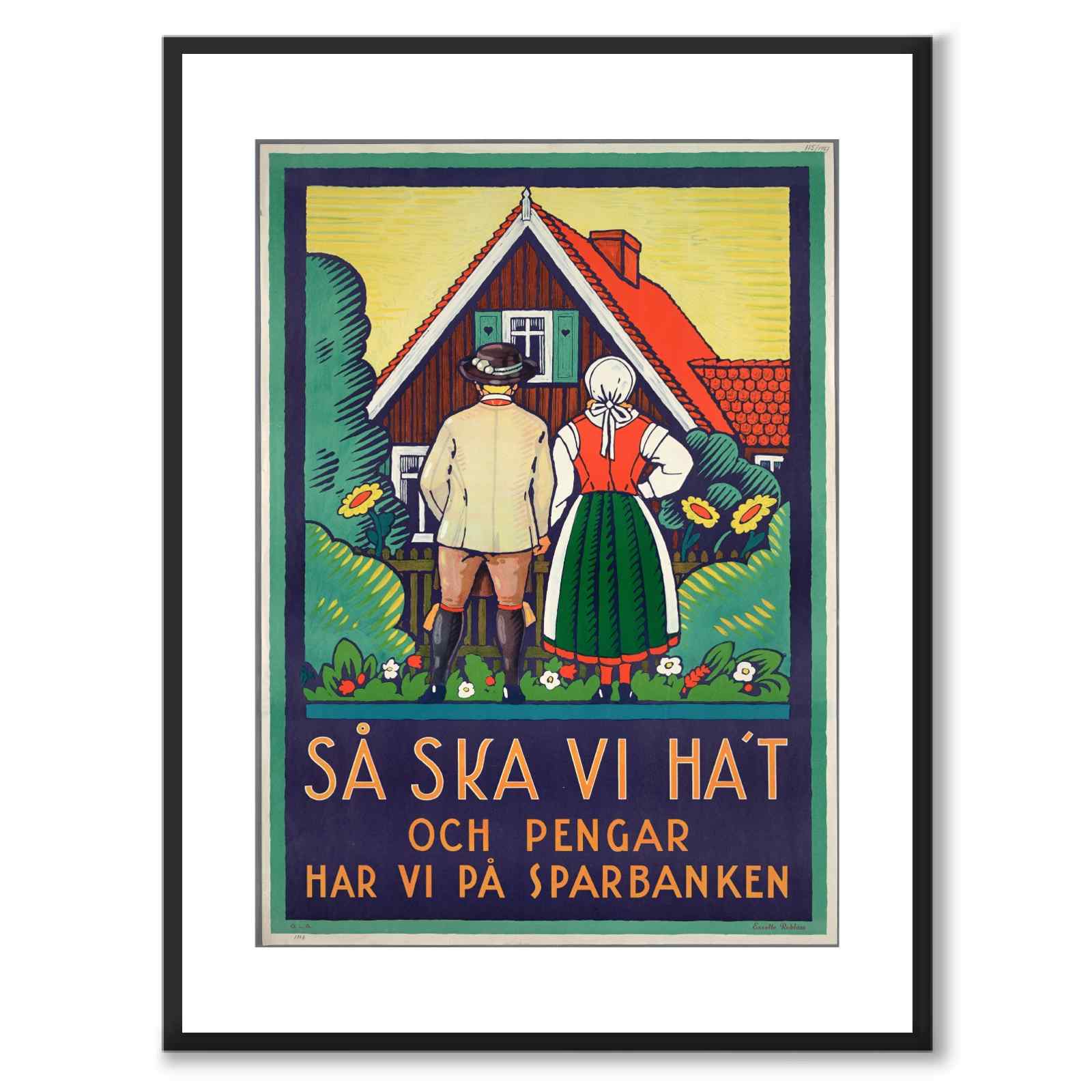 Vintage poster - retro reklam för Sparbanken - Så ska vi ha't, 1927 ...