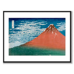 Red Fuji av Katsushika Hokusai som japansk poster – med vit kant