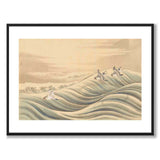 Chidori Birds som japansk poster - vit kant