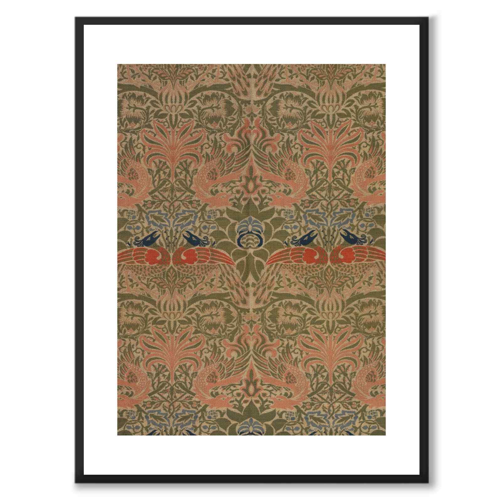 Peacock and Dragon av William Morris som poster – vit kant