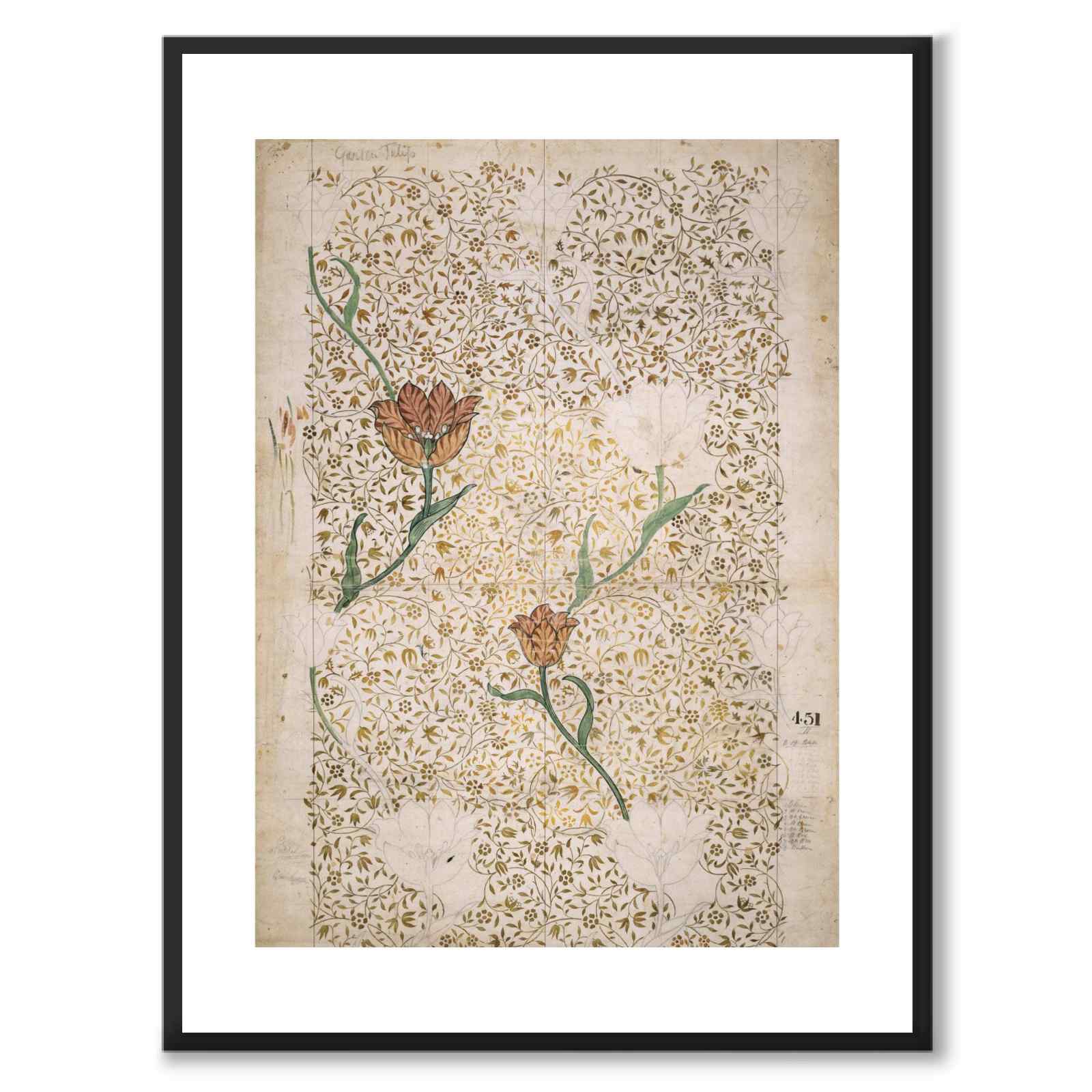 Garden Tulip av William Morris som poster – vit kant