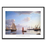 View from Langelinie toward Nyholm with the Mast Crane. Morning Light by Emanuel Larsen as a poster – white border & title