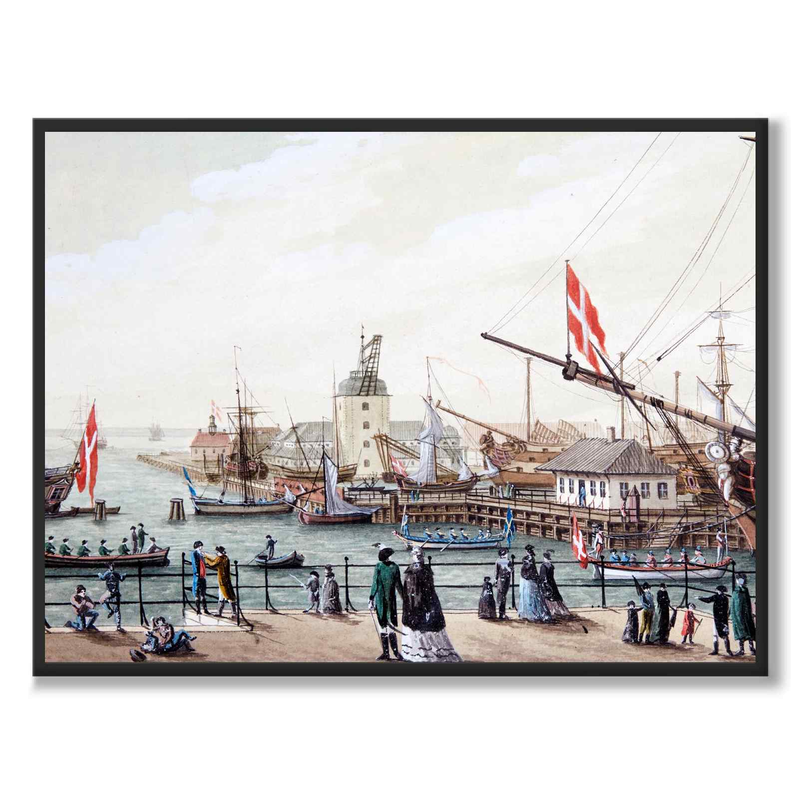 Danske krigsskibe og svensk chalup ved Toldboden i København by Gustaf Boberg (attributed) as a poster – full image