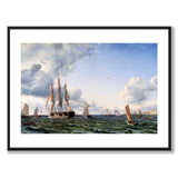 The Ship of the Line "Valdemar" Crossing the Sound in a Fresh Topsail Breeze by Emanuel Larsen as a poster – white border