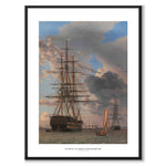 The Russian ship-of-the-line "Asow" and a frigate at anchor off Helsingør Roadstead by C.W. Eckersberg as a poster – white border & title