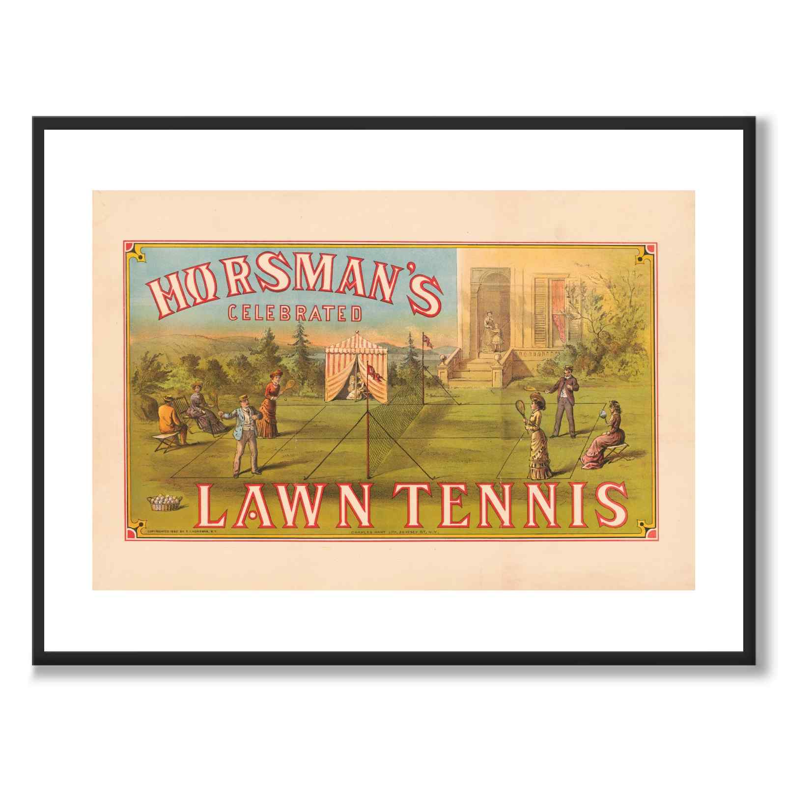 Horsman's Celebrated Lawn Tennis by Charles Hart Lith. as a poster – white border