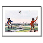 Blücher and Wellington Playing Badminton with Napoleon, 1815 by Johann Michael Voltz as a poster – white border