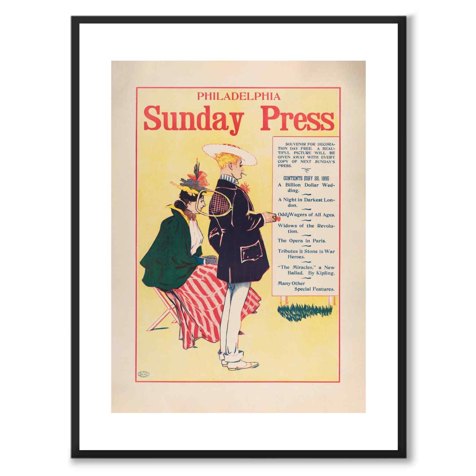 Philadelphia Sunday Press, May 26, 1895 by George Reiter Brill as a poster – white border