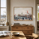 Danske krigsskibe og svensk chalup ved Toldboden i København by Gustaf Boberg (attributed) in a Historly setting