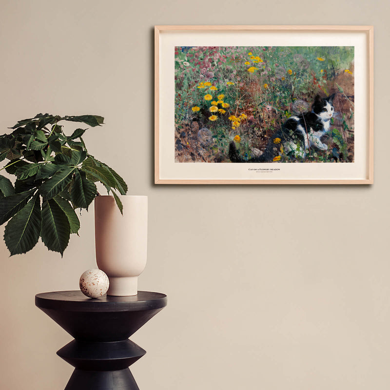 Cat on a Flowery Meadow - Poster