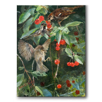 Sparrows in a Cherry Tree - Canvas