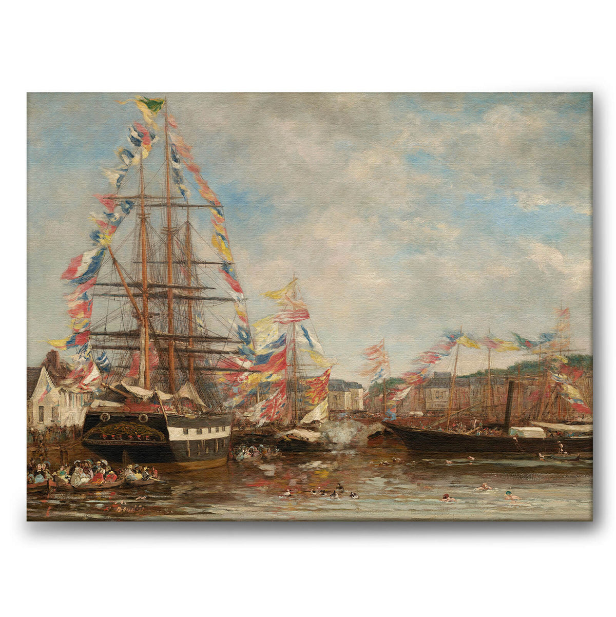 Festival in the Harbor of Honfleur - Canvas