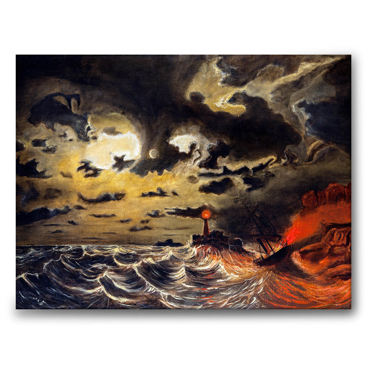 Steamer in flames - Canvas