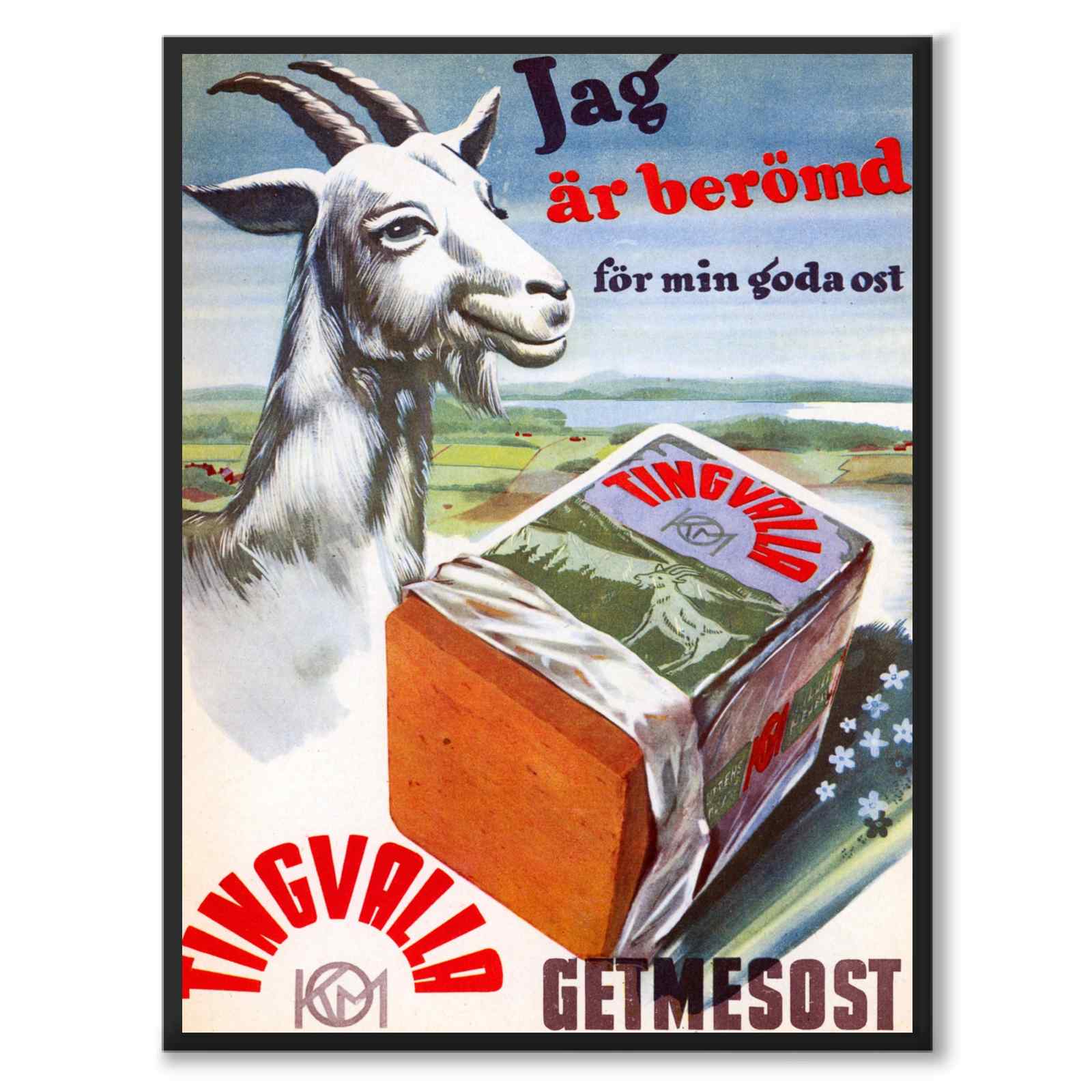 Vintage poster - Retro reklam för getmesost 1950-tal. – HISTORLY