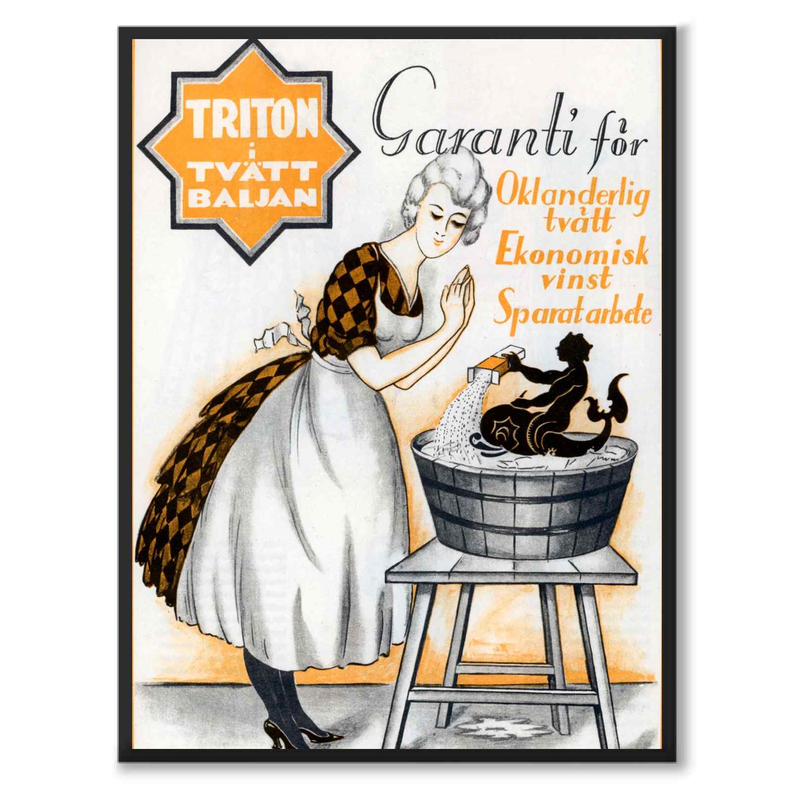 Vintage poster med retro reklam för Triton tvättmedel år 1925 – HISTORLY