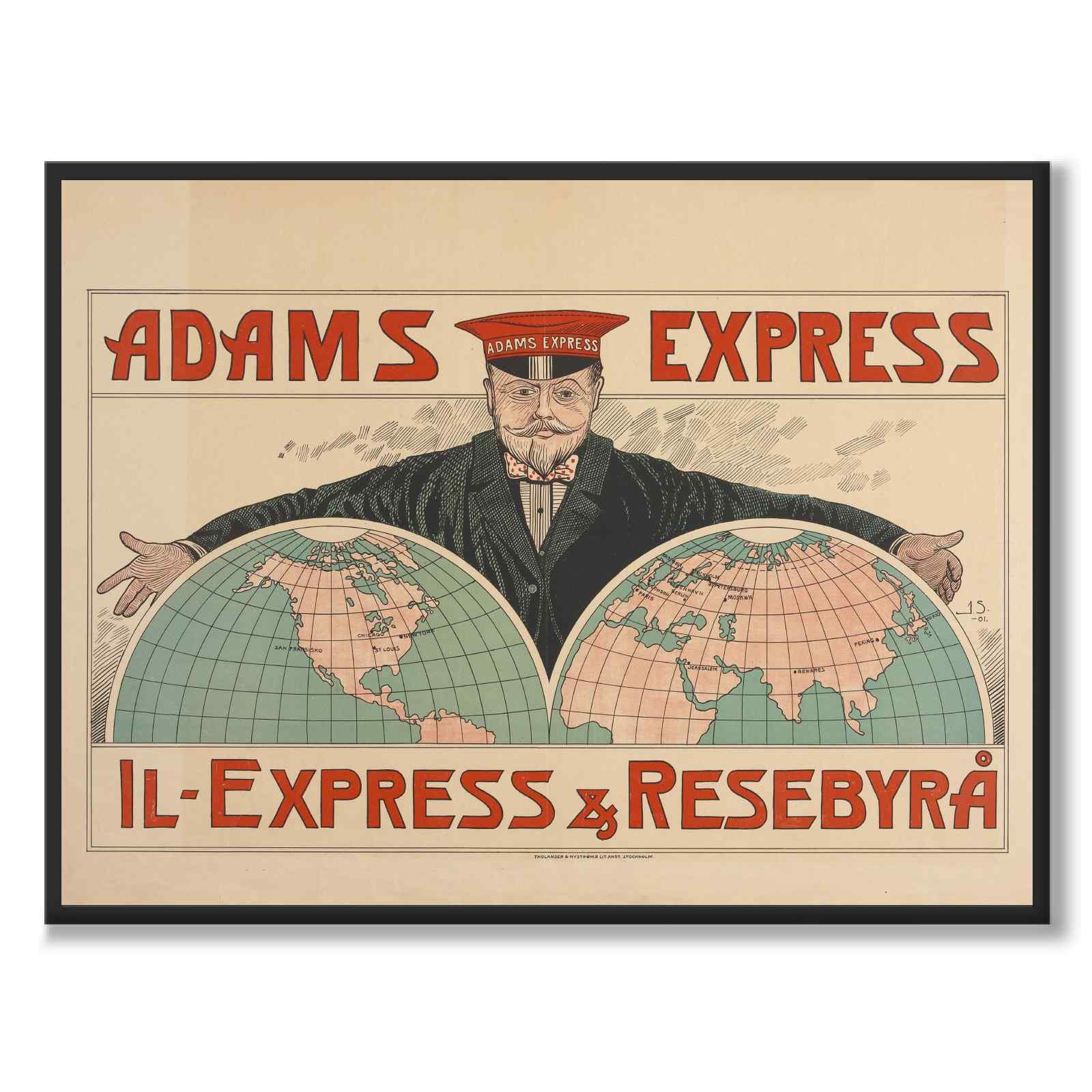 Vintage Poster - Unik retro reklam för Adams express resebyrå, 1901 ...