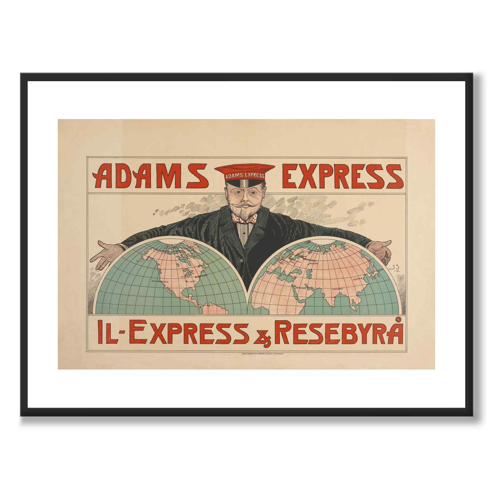 Vintage Poster - Unik retro reklam för Adams express resebyrå, 1901 ...