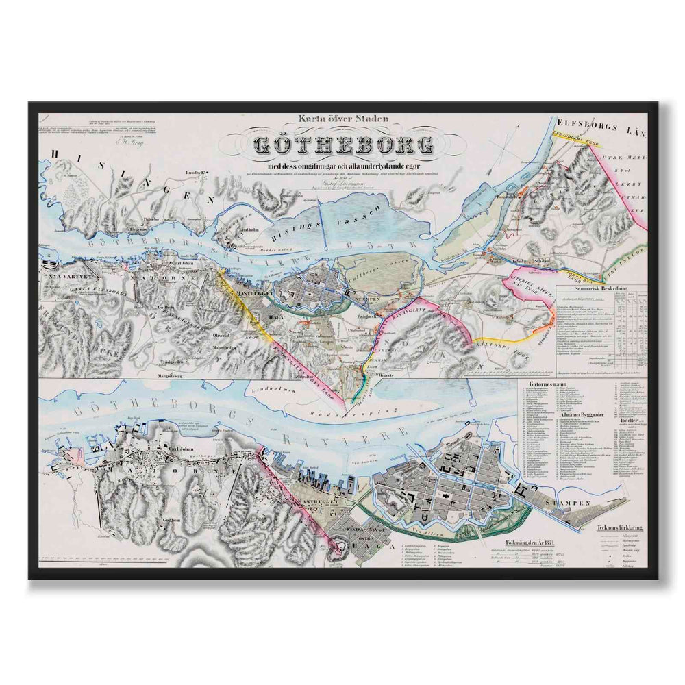 Göteborg 1855 som historisk Göteborgsposter från Historly – helbild utan vit kant